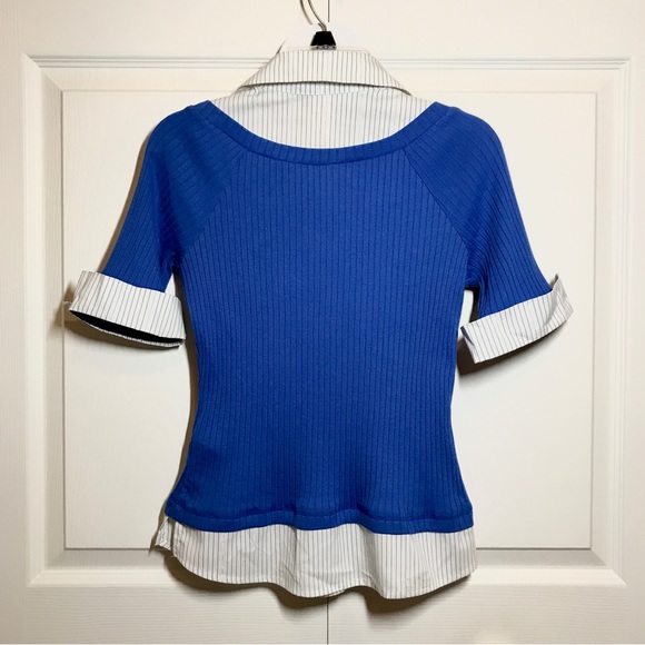 KNIT WORKS Girls 2-Piece Layered Dress Top Royal Blue/White Size 16 - Picture 3 of 4